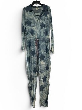 Jaded gypsy into the sky long sleeve star print denim jumpsuit S/M